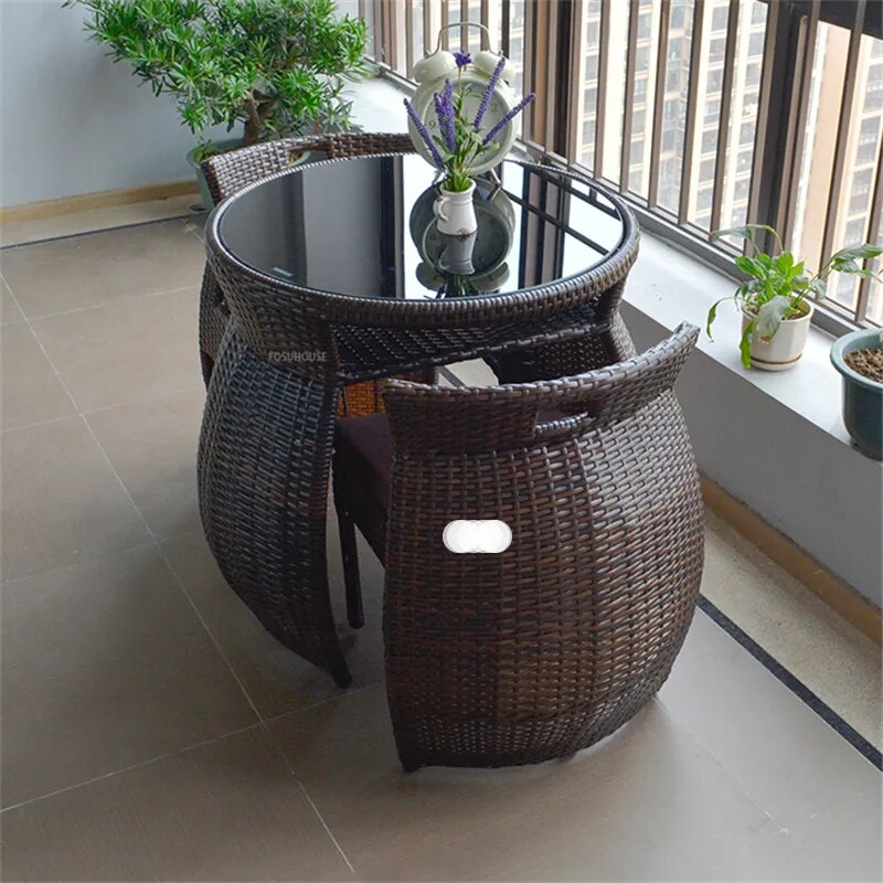 Modern Balcony Small Table and Chair Combination Three-piece