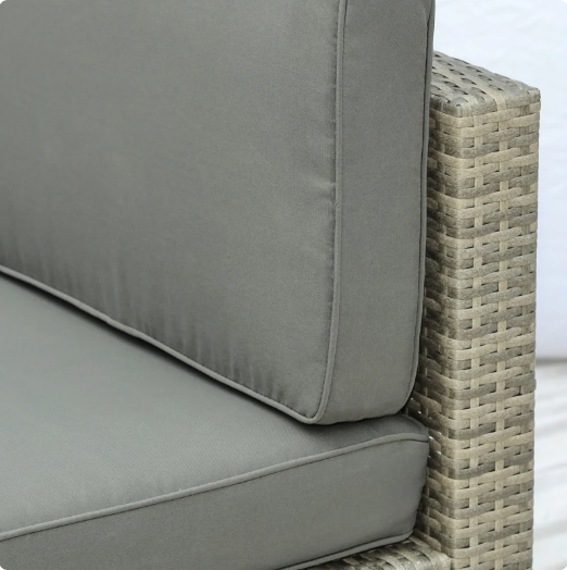 PE Rattan Garden Furniture Set Includes Cushion Hidden Storage Weather Resistant Gray + Natural